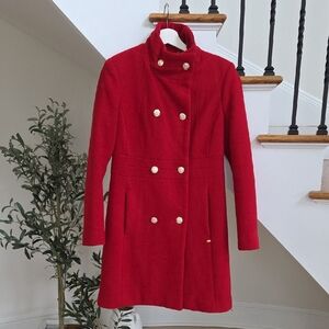 Mock Neck Double Breasted Wool Coat